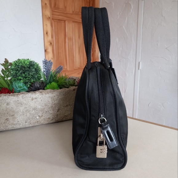 Prada Tessuto, Black Nylon Boston Satchel with Clochette and Combination Lock. - Picture 11 of 13